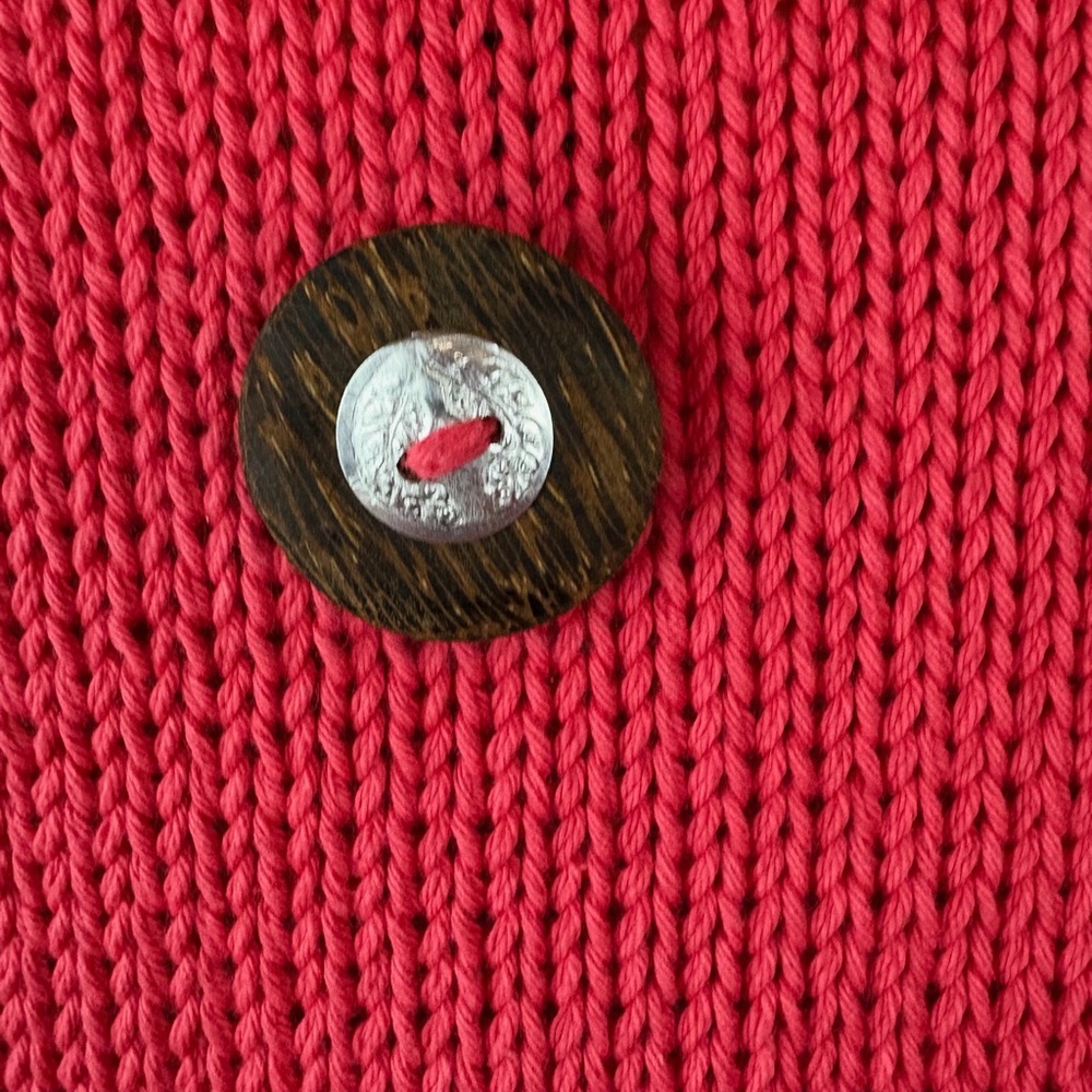 Pure Handknit Cardigan Womens Size XS/S Big Buttons Chunky Knit Coral (864) - Picture 5 of 10